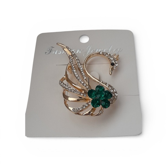 Jewelry - Swan Brooch with Rhinestone